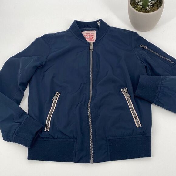 Levi's Iconic‎ Bomber Flight Jacket Water Resistant Nylon Zips Navy Small - Picture 3 of 16